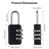 2 - Pack Customizable Black Luggage Locks – Set Your Own Combination, Secure Travel Padlocks for Suitcases, Backpacks, and Bags