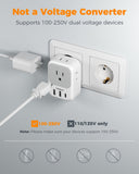 2 Pack European Plug Adapter USB C, TESSAN US to Europe Adapter 4 Outlets 3 USB Charger, Type C International Power Adaptor to Italy Spain France Portugal Iceland Germany, Europe Travel Essentials