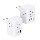 2 Pack European Travel Plug Adapter, Mifaso International Power Plug Adapter with 3 Outlets 3 USB Charging Ports(2 USB C), Type C Plug | Backpacks4Less