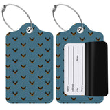 2 Pack Leather Luggage Tags, Eagles Flight Clear Pattern, Suitcase Tags for Baggage Handbag Travel Bag Label