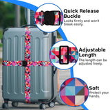 2 Pack Luggage Straps for Suitcases, Adjustable Travel Belt with Double Lock and Quick Release Buckle, Heavy Duty Nylon Bag Packing Strap, Bright Identifiers Business Travel Accessories - Colorful Block