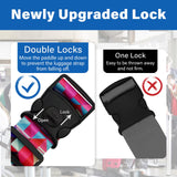 2 Pack Luggage Straps for Suitcases, Adjustable Travel Belt with Double Lock and Quick Release Buckle, Heavy Duty Nylon Bag Packing Strap, Bright Identifiers Business Travel Accessories - Colorful Block