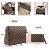 2 Pack Makeup Bag Set for Women, Large Brown Leather Cosmetic Bag + Small Zipper Pouch, Water - Resistant Travel Toiletry Organizer with Smooth Metal Zipper, Stylish Storage for Daily Use & Gift