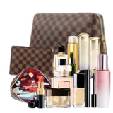 2 Pack Makeup Bag Set for Women, Large Brown Leather Cosmetic Bag + Small Zipper Pouch, Water - Resistant Travel Toiletry Organizer with Smooth Metal Zipper, Stylish Storage for Daily Use & Gift