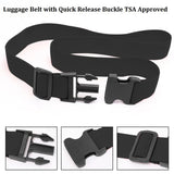 2 Pack Suitcase Straps, Bright Color Adjustable Luggage Belts, TSA Approved (Black)