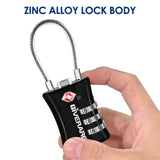 2 Pack TSA Approved Luggage Locks, Cable Suitcase Travel Lock Alloy, Set Your Own Combination Metal Zipper Padlock, 3 - Digit Long Shackle Padlocks for Gym Locker, Golf Bag, Case Anti Theft - Black