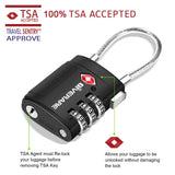 2 Pack TSA Approved Luggage Locks, Cable Travel Lock Alloy, Set Your Own Combination Metal Suitcase Zipper Padlock, 3 - Digit Long Shackle Padlocks for Gym Locker, Golf Bag, Case Anti Theft - Black