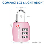 2 Pack TSA Approved Travel Luggage Locks, Combination Lock Alloy Body, Keyless 3 - Digit Padlocks, Travel Sentry Accepted Compatible Padlock for Gym Locker, Golf Bag Case, Backpack, Black - by GIVERARE