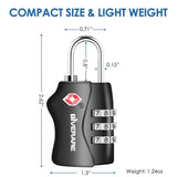 2 Pack TSA Approved Travel Luggage Locks, Combination Lock Keyless, 3 - Digit Padlocks, Travel Sentry Accepted Compatible Padlock for Gym Locker, Golf Bag Case, Backpack, Black - by GIVERARE