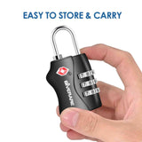 2 Pack TSA Approved Travel Luggage Locks, Combination Lock Keyless, 3 - Digit Padlocks, Travel Sentry Accepted Compatible Padlock for Gym Locker, Golf Bag Case, Backpack, Black - by GIVERARE