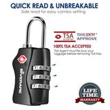 2 Pack TSA Approved Travel Luggage Locks, Combination Lock Keyless, 3 - Digit Padlocks, Travel Sentry Accepted Compatible Padlock for Gym Locker, Golf Bag Case, Backpack, Black - by GIVERARE