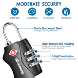 2 Pack TSA Approved Travel Luggage Locks, Combination Lock Keyless, 3 - Digit Padlocks, Travel Sentry Accepted Compatible Padlock for Gym Locker, Golf Bag Case, Backpack, Black - by GIVERARE