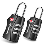 2 Pack TSA Approved Travel Luggage Locks, Combination Lock Keyless, 3-Digit Padlocks, Travel Sentry Accepted Compatible Padlock for Gym Locker, Golf Bag Case, Backpack, Black-by GIVERARE