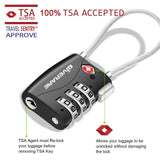 2 Pack TSA Approved Travel Luggage Locks, Long Cable Combination Lock Alloy, Metal Keyless 3 - Digit Padlocks, Weatherproof TSA Accepted Padlock for Toolbox Gym Locker Golf Bag Case Backpack - Black
