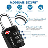 2 Pack TSA Approved Travel Luggage Locks, Metal Combination Lock, Alloy Keyless 3 - Digit Padlocks, TSA Accepted Compatible Padlock for Gym Locker, Golf Bag Case, Backpack, Black - by GIVERARE