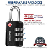 2 Pack TSA Approved Travel Luggage Locks, Metal Combination Lock, Alloy Keyless 3 - Digit Padlocks, TSA Accepted Compatible Padlock for Gym Locker, Golf Bag Case, Backpack, Black - by GIVERARE