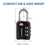 2 Pack TSA Approved Travel Luggage Locks, Metal Combination Lock, Alloy Keyless 3 - Digit Padlocks, TSA Accepted Compatible Padlock for Gym Locker, Golf Bag Case, Backpack, Black - by GIVERARE