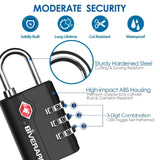 2 Pack TSA Approved Travel Luggage Locks, Suitcase Combination Lock, Keyless 3 - Digit Zipper Padlocks, TSA Accepted Compatible Padlock for Gym Locker, Golf Bag Case, Backpack - Black