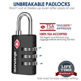 2 Pack TSA Approved Travel Luggage Locks, Suitcase Combination Lock, Keyless 3 - Digit Zipper Padlocks, TSA Accepted Compatible Padlock for Gym Locker, Golf Bag Case, Backpack - Black
