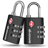 2 Pack TSA Approved Travel Luggage Locks, Suitcase Combination Lock, Keyless 3 - Digit Zipper Padlocks, TSA Accepted Compatible Padlock for Gym Locker, Golf Bag Case, Backpack - Black
