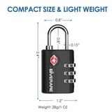 2 Pack TSA Approved Travel Luggage Locks, Suitcase Combination Lock, Keyless 3 - Digit Zipper Padlocks, TSA Accepted Compatible Padlock for Gym Locker, Golf Bag Case, Backpack - Black