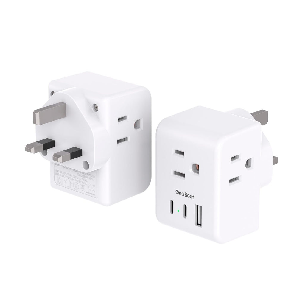2 Pack US to UK Ireland Travel Plug Adapter, Type G Power Plug Adapter with 3 Outlets 3 USB Ports(2 USB C), European Travel Plug | Backpacks4Less
