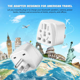 2 Pack US Travel Plug Adapter, 3 Prong Grounded USA Wall Plug Wall Outlet Power Charger Converter (White)