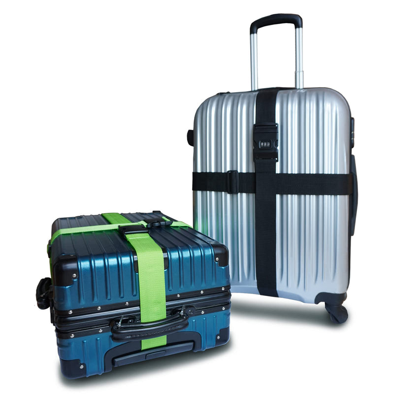 2 PCS Luggage Strap 78" x 2" Suitcase Belts Wide Adjustable Packing Straps Travel Accessories, Black&Combination Lock