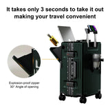 2 - Piece Hardshell Zipperless Luggage Set, 20/26" Aluminum Frame Hardshell Spinner Luggage, Airline Approved Carry - On Luggage, TSA Lock, 360° Quiet Wheels With Cup Holder (green)