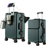 2 - Piece Hardshell Zipperless Luggage Set, 20/26" Aluminum Frame Hardshell Spinner Luggage, Airline Approved Carry - On Luggage, TSA Lock, 360° Quiet Wheels With Cup Holder (green)