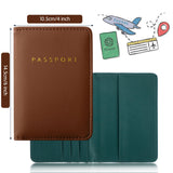 2 Pieces Bridal Passport Covers Holder Travel Wallet Passport Case, Brown and Green,