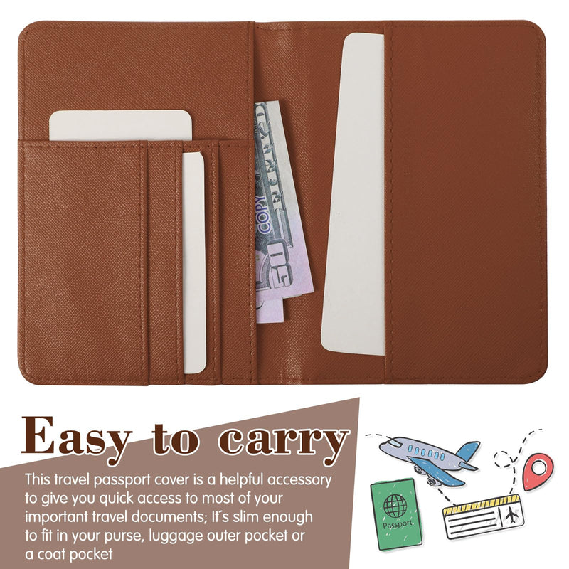 2 Pieces Bridal Passport Covers Holder Travel Wallet Passport Case, Brown and Green,