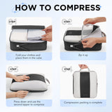 2 Set Compression Packing Cubes for Travel Essentials,Compressible Expandable Packing Cubes for Suitcase,OlarHike Luggage Organizer Bags for Travel,Handy Helper for Organizing Clothes(Black)