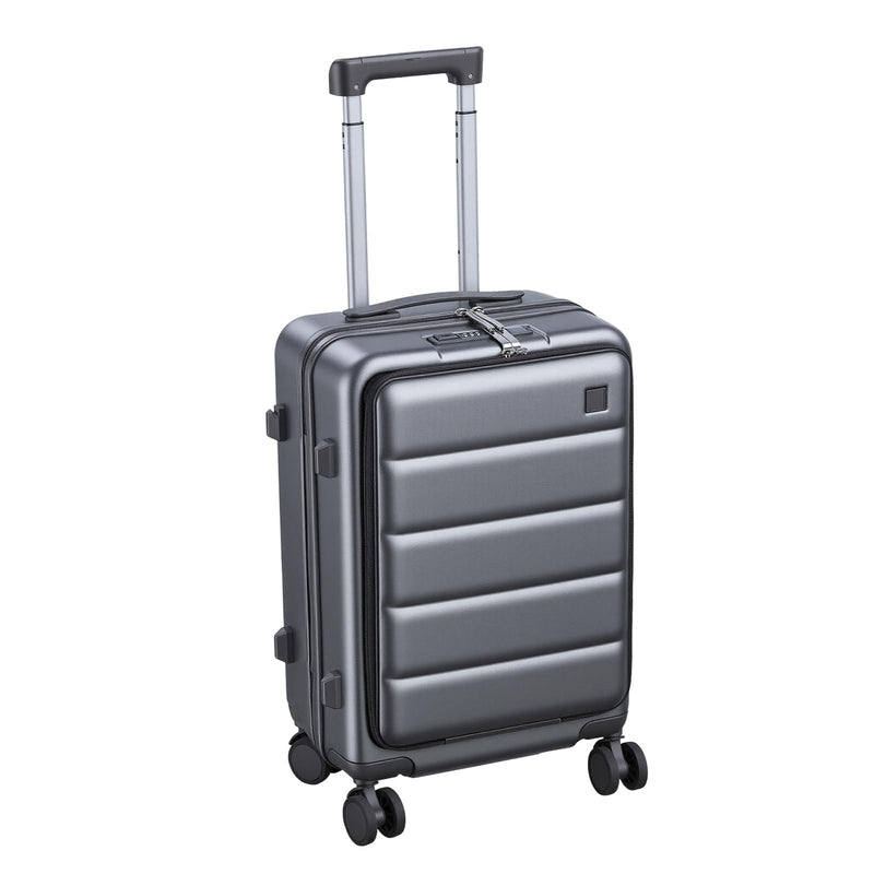 20 - Inch Carry - On Luggage with USB Port – ABS+PC Hard Shell Suitcase TSA Lock 360° Spinner Wheels – Lightweight Travel Trolley with Cup Holder & Side Hooks for Business Trips, Airports & Weekend