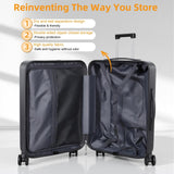 20 - Inch Carry - On Luggage with USB Port – ABS+PC Hard Shell Suitcase TSA Lock 360° Spinner Wheels – Lightweight Travel Trolley with Cup Holder & Side Hooks for Business Trips, Airports & Weekend