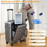 20 - Inch Carry - On Luggage with USB Port – ABS+PC Hard Shell Suitcase TSA Lock 360° Spinner Wheels – Lightweight Travel Trolley with Cup Holder & Side Hooks for Business Trips, Airports & Weekend
