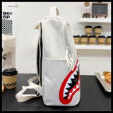 2026 New Shark Graffiti Casual Backpack for Men and Women, fashionable, trendy, sporty, large capacity (excluding pendants) (black)