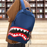 2026 New Shark Graffiti Casual Backpack for Men and Women, fashionable, trendy, sporty, large capacity (excluding pendants) (black)