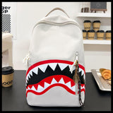 2026 New Shark Graffiti Casual Backpack for Men and Women, fashionable, trendy, sporty, large capacity (excluding pendants) (black)