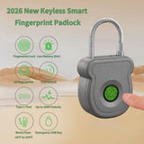 2026 Upgrade Smart Fingerprint Padlock - Keyless Lock with High - Resolution Sensor, 0.5s Unlock, 365 - Day Battery, USB Emergency Key for Gym Lockers, Luggage, Backpacks & Gates(Gray)