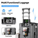 20Inch Carryon Luggage Carryon with CupHolder & USBPort, Hardside Smart Luggage with Airline Approved TSA Lock, Lightweight carryon luggage 21.6"x14.3"x9.4" airline approved 360° Spinner Double Wheels