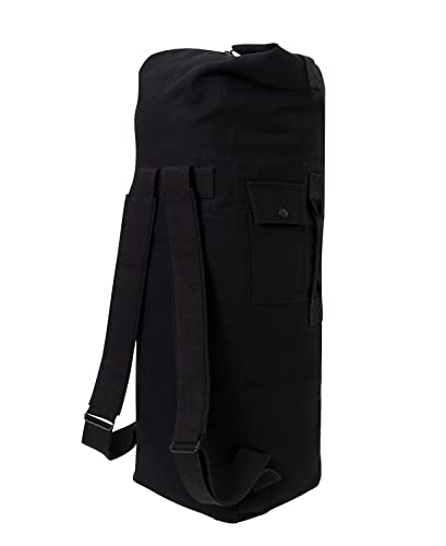 Rothco Canvas Double Strap Duffle Bag: 89.6L Capacity for Durability and Convenience – Black