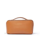 EACHY Travel Makeup Bag,Large Capacity Cosmetic Bags for Women,Waterproof Portable Pouch Open Flat Toiletry Bag Make up Bag with Divider and Handle, Gifts for Women (Brown, Medium)