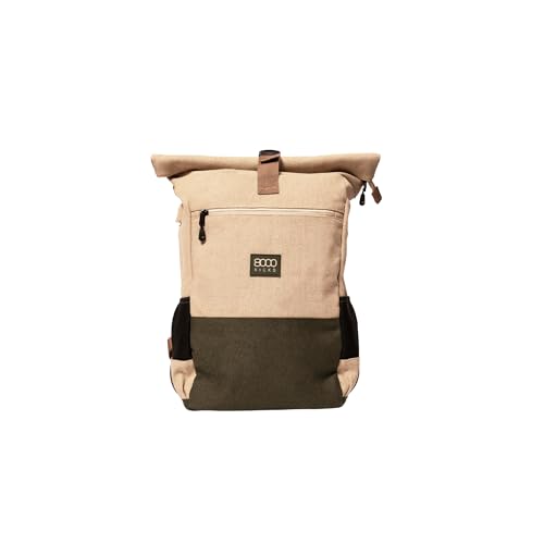 8000Kicks Everyday Hemp Backpack - Lightweight and Weatherproof Backpack for Work and Travel with Anti-theft pocket and Spacious Interior (Beige)