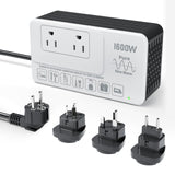 220V to 110V Converter for European International Travel - Eleclead 1600W Voltage Converter US to Europe for Hair Dryer, Straightener, Curling Iron, Plug & Play - Power Any U.S. Appliances in 220-250V