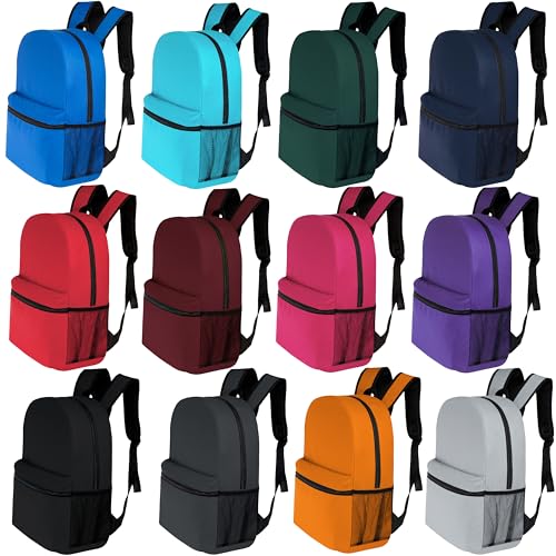 24-Pack 17" Backpacks for Kids - Bookbags in Bulk for Elementary, Middle, and High School Students, 12 Assorted Colors | Backpacks4Less