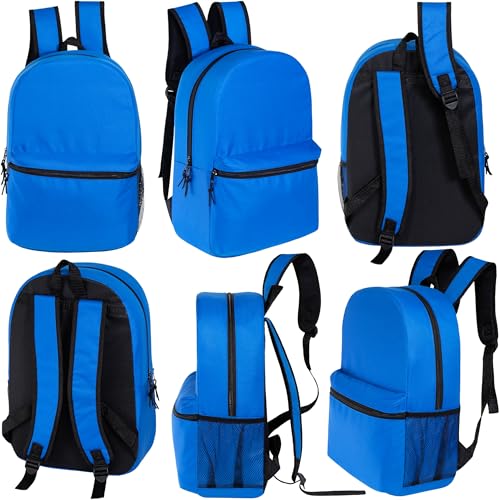 24-Pack 17" Backpacks for Kids - Bookbags in Bulk for Elementary, Middle, and High School Students, 12 Assorted Colors