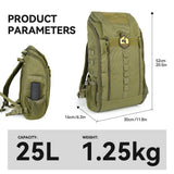 25L Hiking Backpack for Men & Women,Breathable Waterproof Backpack, Lightweight Camping Backpack with MOLLE System - Green,Suitable for mountain climbing and outdoor hiking