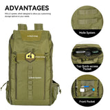 25L Hiking Backpack for Men & Women,Breathable Waterproof Backpack, Lightweight Camping Backpack with MOLLE System - Green,Suitable for mountain climbing and outdoor hiking