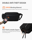 2L Sling Bag for Men & Women - Anti - Theft RFID - Safe Fanny Pack with Smart Lockable Zippers - Water Resistant Lightweight Crossbody Bag for Travel Hiking Running Walking Daily Use (Black)